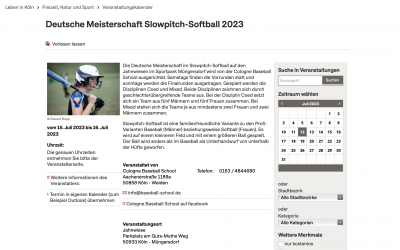 Deutsche Meisterschaft Slowpitch-Softball auf den Jahnwiesen