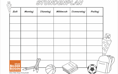 Ein Stundenplan zum Ausmalen für die Kids