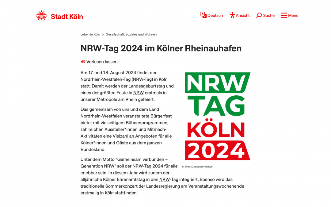 Köln feiert Nordrhein-Westfalen und die Ehrenamtspreisträger 2024