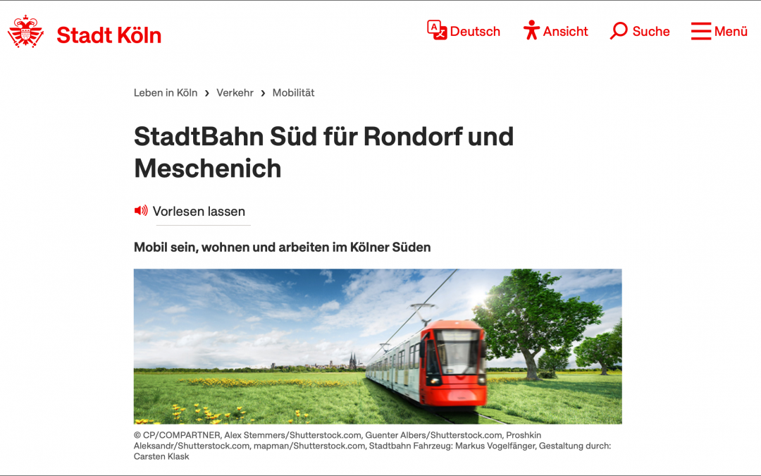StadtBahn Süd nach Rondorf und Meschenich Verwaltung empfiehlt vorläufige Endhaltestelle in Meschenich-Nord