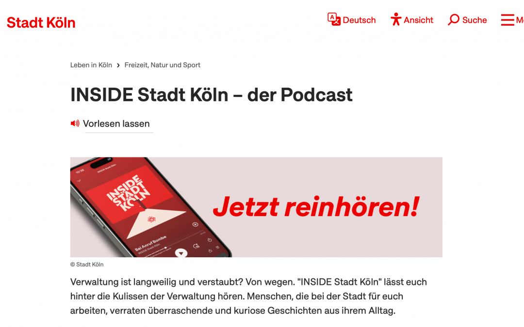 Neuer städtischer Podcast startet: „Inside Stadt Köln“