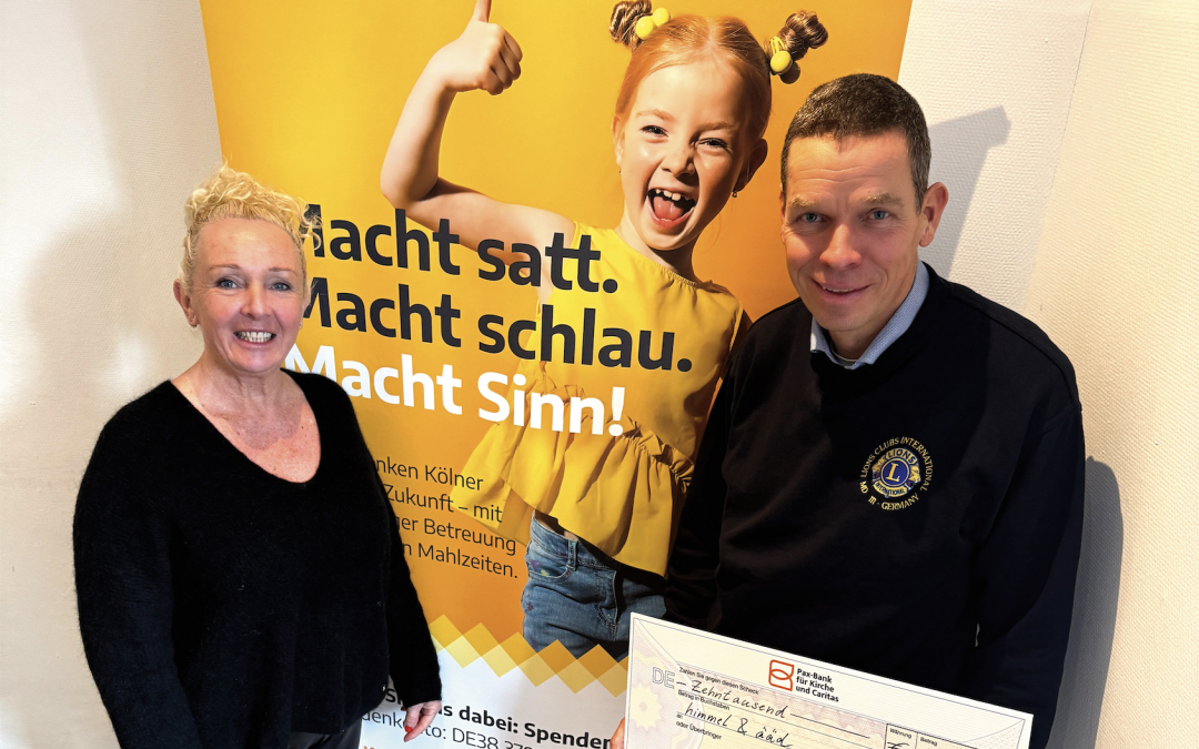 Lions Club Köln Rhenus spendet 10.000 € für das „Mädchen-Café“ der himmel & ääd Kinder- & Jugendhilfe